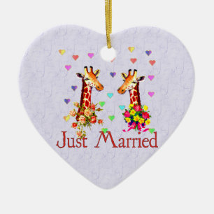 Wedding Giraffes Ceramic Ornament