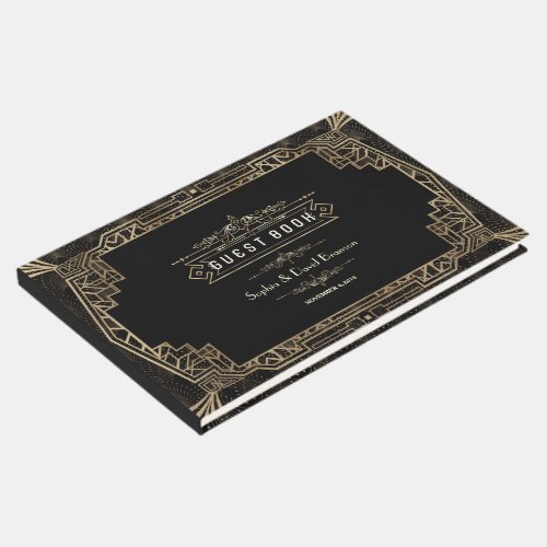 Wedding  Glam Art Deco Black Gatsby 1920s Style Guest Book