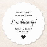 Wedding Glass Topper Script Love Heart Scallop Paper Coaster<br><div class="desc">Wedding Glass Topper Script Love Heart Scallop Paper Coaster</div>