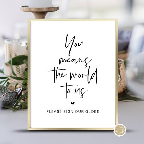 Wedding Globe Guestbook Modern Minimalist Poster