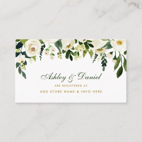Wedding Gold and Green Floral Registry Insert Card