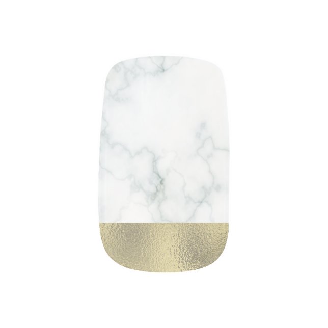 Wedding Gold and Marble Minx Nail Art (Left Thumb)