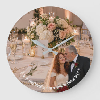 Wedding Gold Anniversary Couple Photo Gift Large Clock