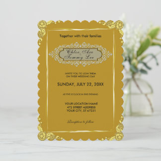 Wedding Gold border Invitation