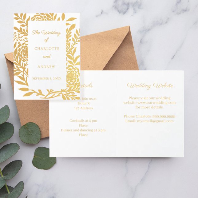 Wedding gold botanical website details luxury foil card (Creator Uploaded)
