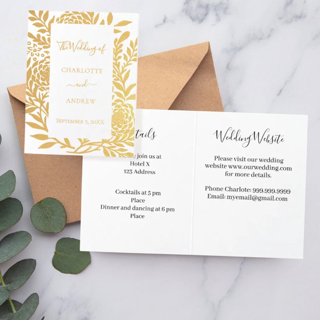 Wedding gold botanical website details luxury foil card (Creator Uploaded)