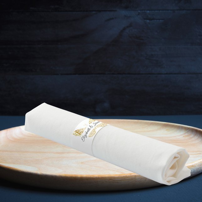 Wedding gold butterfly white dinner napkin bands (Creator Uploaded)