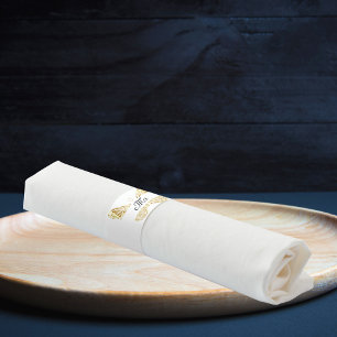 Wedding gold butterfly white monogram dinner napkin bands
