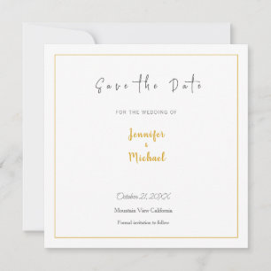 Wedding Gold Color Calligrapy Script Save the Date Invitation