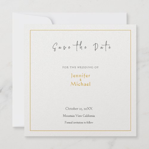 Wedding Gold Color Calligrapy Script Save the Date Invitation