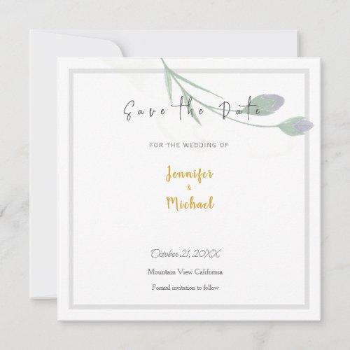 Wedding Gold Color Calligrapy Script Save the Date Invitation