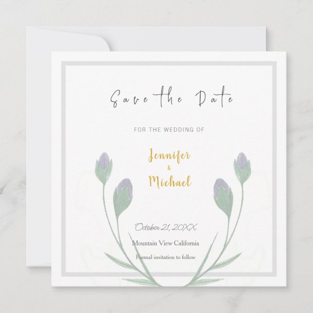 Wedding Gold Color Calligrapy Script Save the Date Invitation (Front)