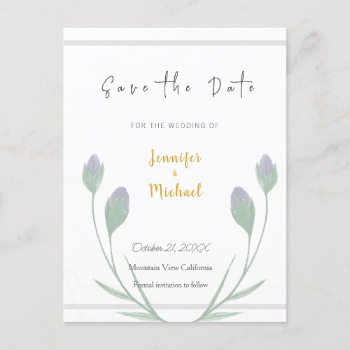 Wedding Gold Color Calligrapy Script Save the Date Postcard