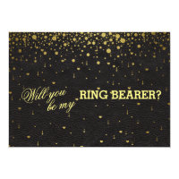 Wedding Gold Confetti Ring Bearer Invitation