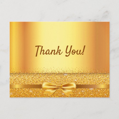 Wedding gold elegant metallic Thank You Postcard