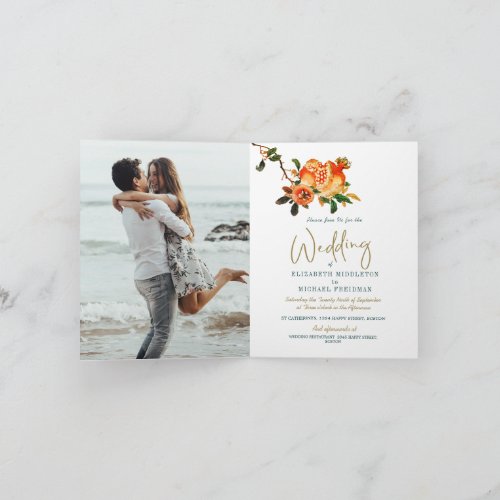 Wedding Gold Elegant Photo Modern Botanical Invitation