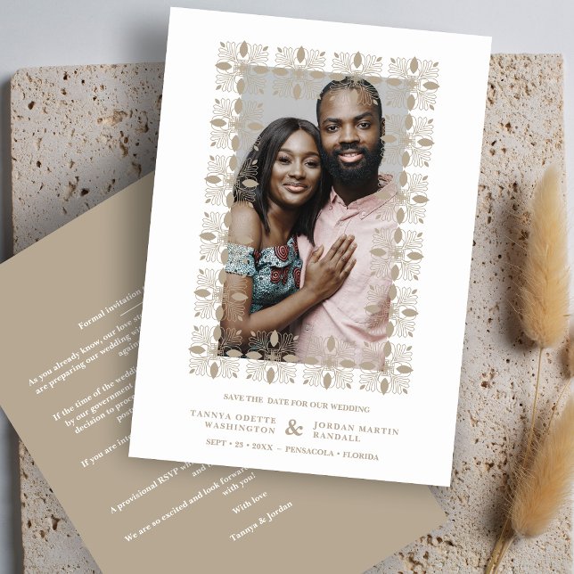 Wedding Gold Fancy Ornament Lace Effect Modern Save The Date (Creator Uploaded)