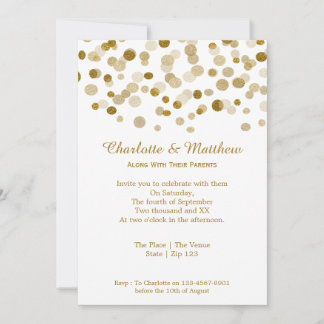 Wedding Gold Faux Glitter Dots Invitation