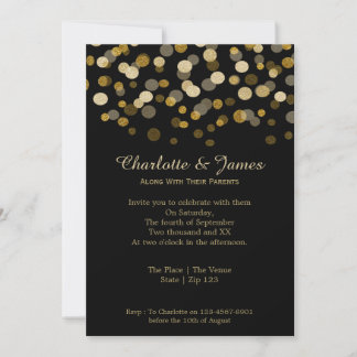 Wedding Gold Faux Glitter Dots Invitation