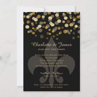 Wedding Gold Faux Glitter Dots Invitation