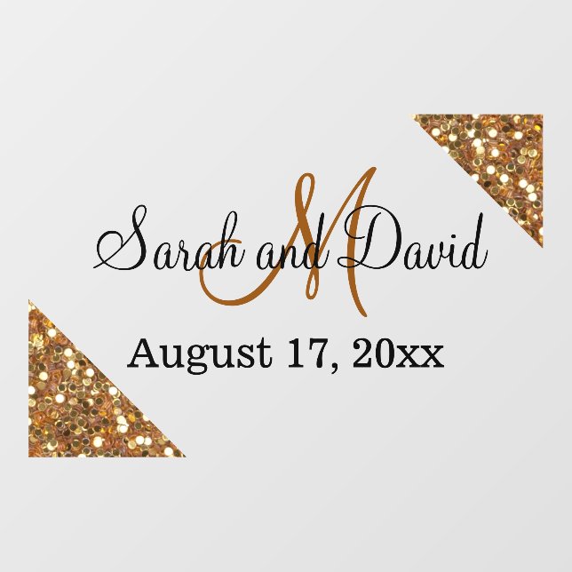 Wedding Gold Floor Decal Dance Floor Monogram  (Front)