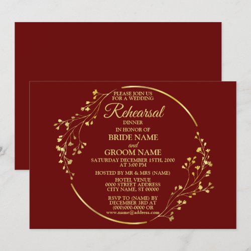 Wedding Gold Floral Wreath Red Rehearsal Dinner