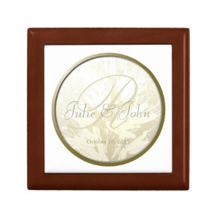 Wedding Gold Flowers Monogram Gift Box 2