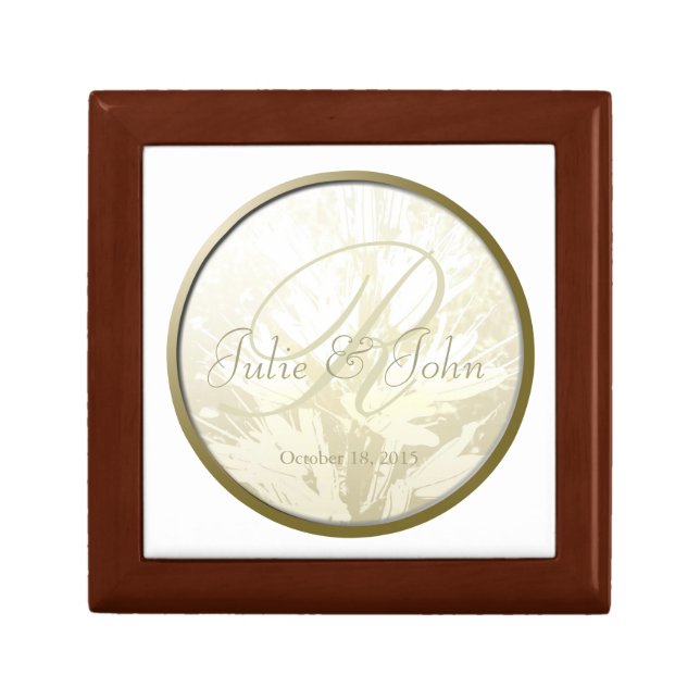Wedding Gold Flowers Monogram Gift Box 2 (Front)
