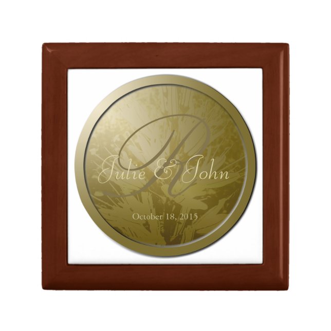 Wedding Gold Flowers Monogram Gift Box 3 (Front)