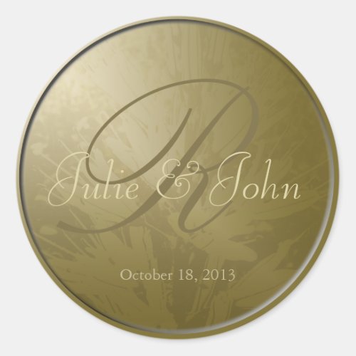 Wedding Gold Flowers Monogram _ Sticker 1