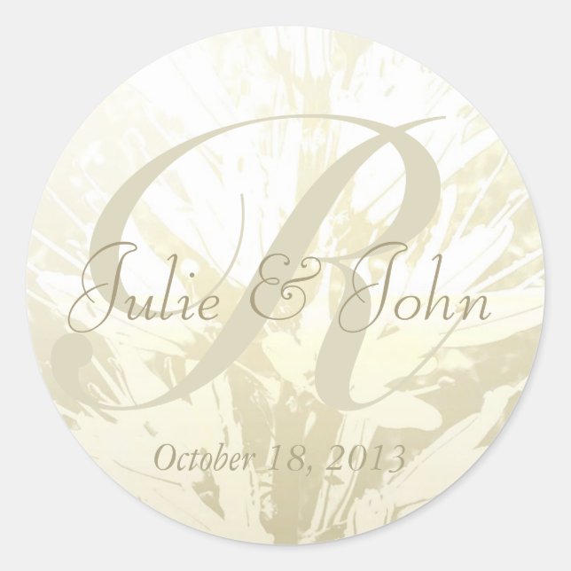 Wedding Gold Flowers Monogram - Sticker 4 (Front)