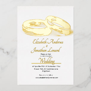 Wedding Gold Foil Elegant Rings Simple Foil Invitation