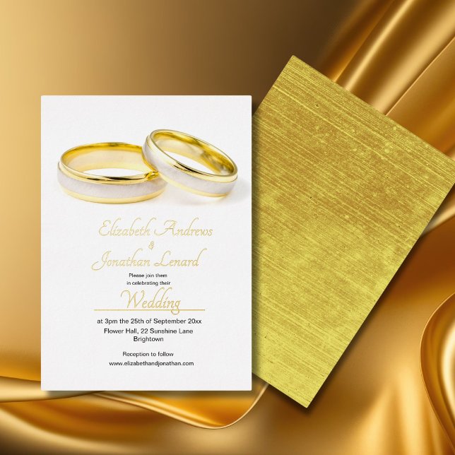 Wedding Gold Foil Elegant Rings  Simple  Invitation (Creator Uploaded)