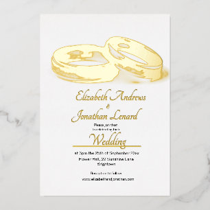 Wedding Gold Foil Elegant Rings Simple Invitation