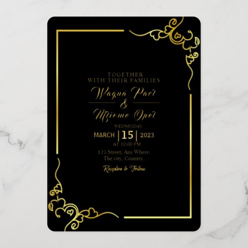 Wedding Gold Foil Invitation Card Elegant Design