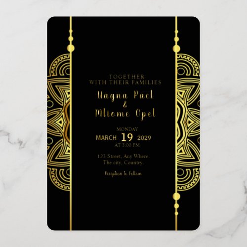 Wedding gold foil luxury invitation card Vector