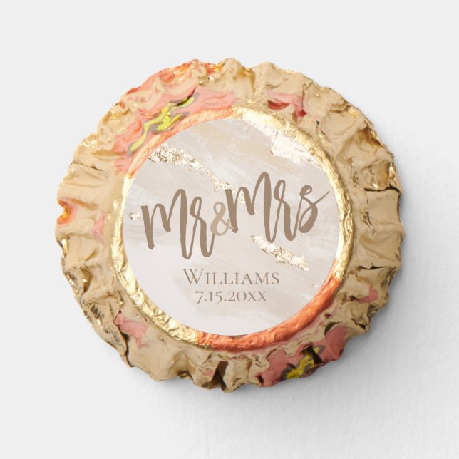 Wedding Gold Foil Marble Monogram Script  Reese's Peanut Butter Cups (Front)