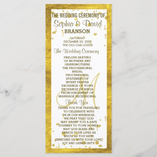 Wedding Gold Frame Confetti Custom Program