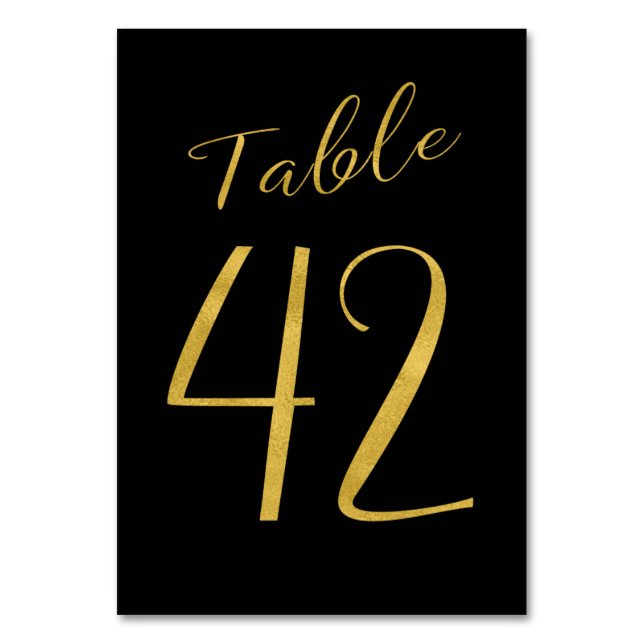 Wedding gold glitter black elegant table number (Front)