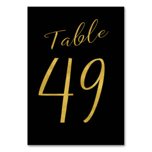 Wedding gold glitter black elegant table number