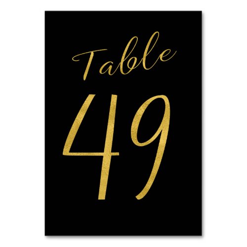 Wedding gold glitter black elegant table number
