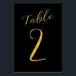 Wedding gold glitter black elegant table number<br><div class="desc">Faux gold foil formal calligraphy script wedding reception table card. The black background color is editable. You can change it after pushing CUSTOMIZE button.
You can find the whole range of numbers ( 1 - 50) here: http://bit.ly/2sLMaFh 
If you need help,  please contact me through the store bellow.</div>