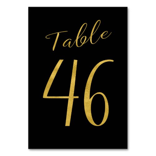 Wedding gold glitter black elegant table number