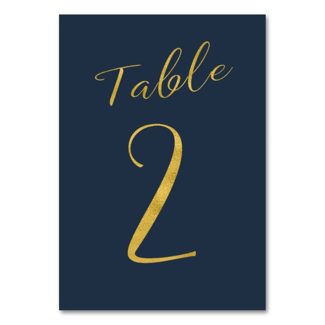 Wedding gold glitter navy elegant table number (Front)