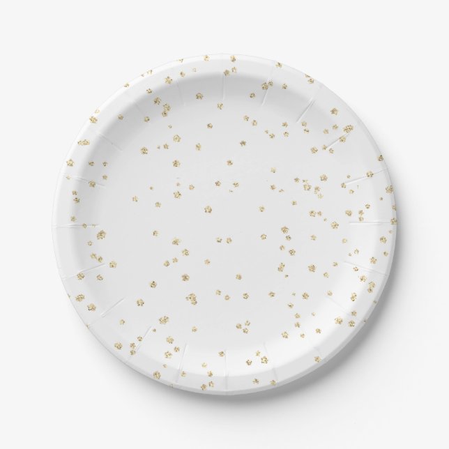 Wedding Gold Glitter Paper Plates (Front)