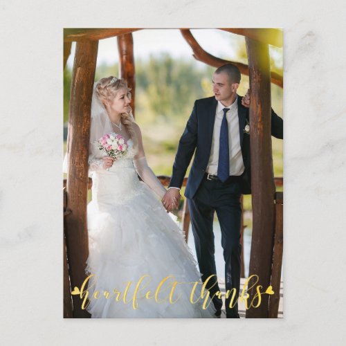 Wedding Gold HEARTFELT THANKS FrontBack Photos Postcard