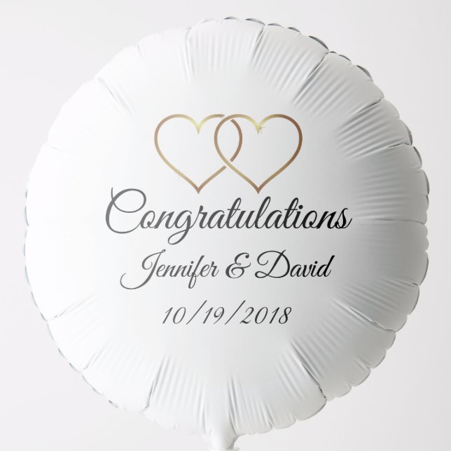 Wedding Gold Hearts Balloon (Front)