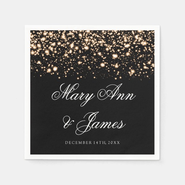 Wedding Gold Midnight Glam Paper Napkins (Front)