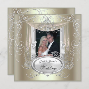 Wedding Gold Mint Silver Ornate Elegant 2 Invitation