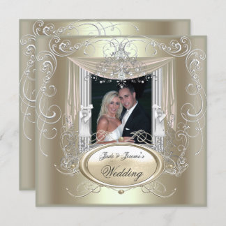 Wedding Gold Mint Silver Ornate Elegant Invitation